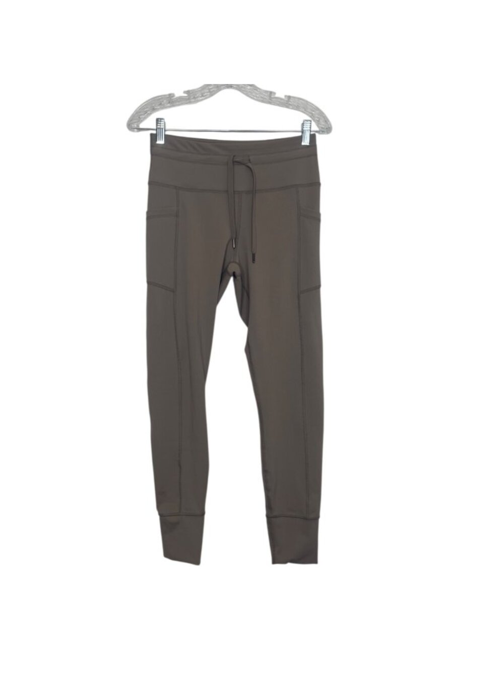 90 Degree By Reflex High Waist Leggings Drawstring Medium Tan Activewear
